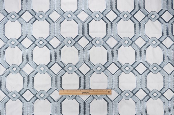 Heritage Fabrics Avignon Embroidered Decorator Fabric in Delft 