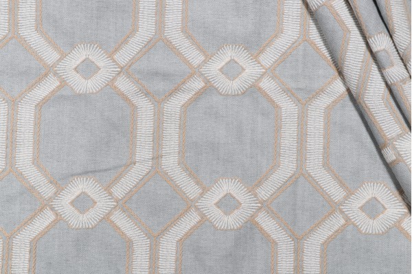 Heritage Fabrics Avignon Embroidered Decorator Fabric in Powder 
