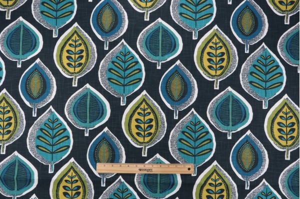 Covington Yoshino Printed Cotton Drapery Fabric in 524-Mediterranean Blue 