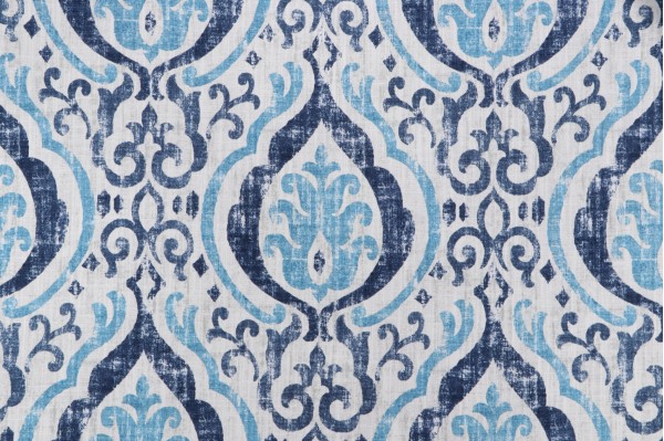 Covington Alhambra Printed Cotton Drapery Fabric in 54-Sapphire 