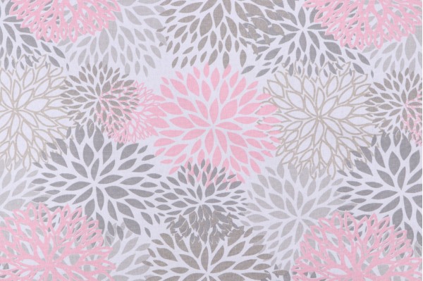 Premier Prints Blooms Printed Cotton Drapery Fabric in Baby Pink 