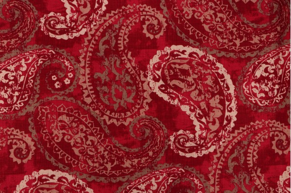 Covington Palera Printed Cotton Drapery Fabric in Vintage Red 