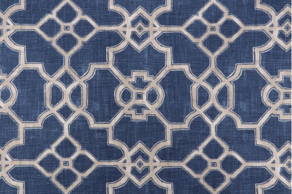 Sample of Jennifer Adams Julian Printed Cotton Drapery Fabric 593-Indigo for Covington 