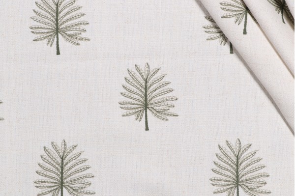 Trevi Fabrics Frond Embroidered Drapery Fabric in Emerald 