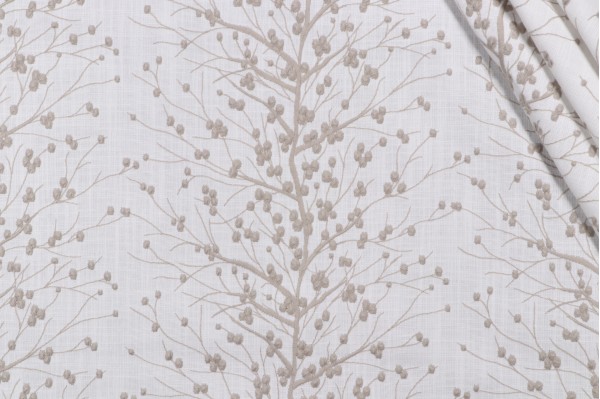 Spruce Embroidered Drapery Fabric in Dusk