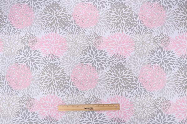 Premier Prints Blooms Printed Cotton Drapery Fabric in Baby Pink 