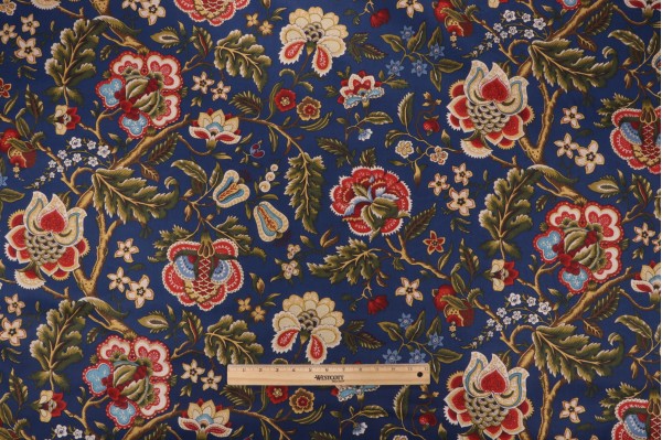 Waverly Imperial Dress Printed Cotton Twill Drapery Fabric in Jewel 