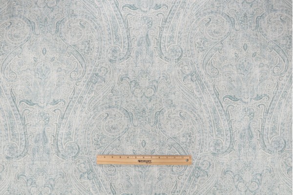P Kaufmann HiLo Printed Linen Blend Drapery Fabric in Beach Glass 