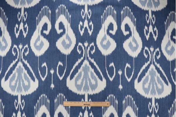 Echo Bansuri Printed Linen Drapery Fabric in Iris for Kravet CLOSEOUT 