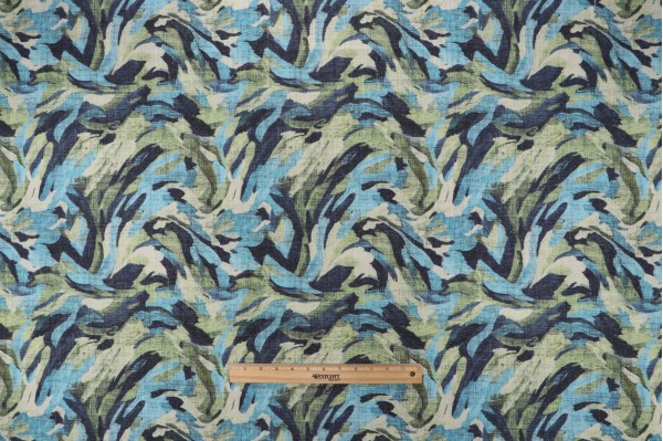 Trevi Fabrics Serenity Printed Polyester Blend Drapery Fabric in Blue Wave 