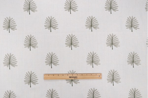 Trevi Fabrics Frond Embroidered Drapery Fabric in Emerald 