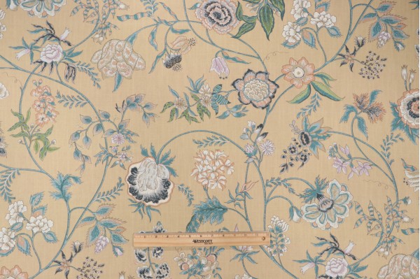 Hathaway Printed Drapery Fabric in Gold Dust