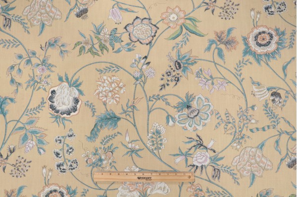 Hathaway Printed Drapery Fabric in Gold Dust