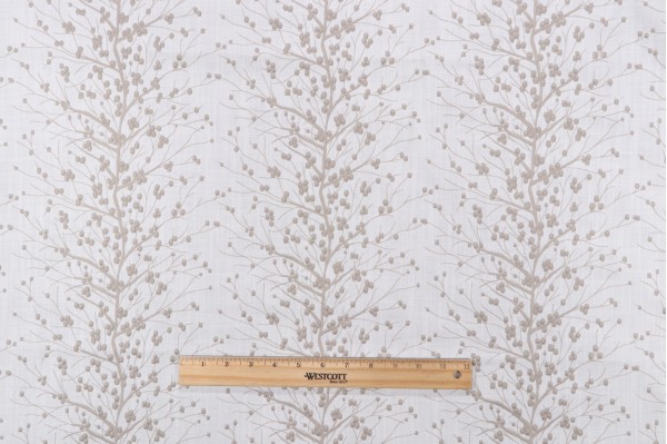 Spruce Embroidered Drapery Fabric in Dusk