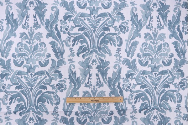 Lacefield Gable Printed Cotton Drapery Fabric in Blueridge