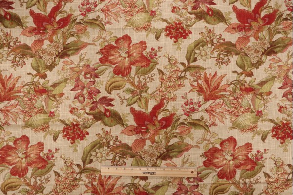 Richloom Wentworth Printed Linen Blend Drapery Fabric in Spice