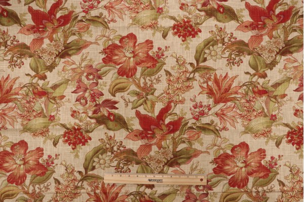 Richloom Wentworth Printed Linen Blend Drapery Fabric in Spice