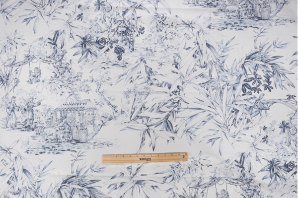 Bellano Printed Drapery Fabric in Blue