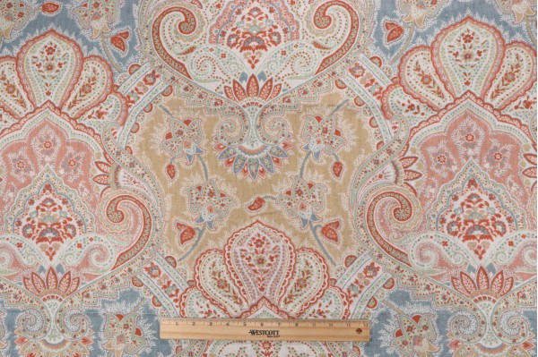 Kravet Echocypress Printed Linen Drapery Fabric in Apricot CLOSEOUT