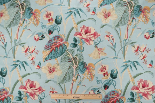1 Yard Waverly Your Grace Printed Cotton Drapery Fabric in Lagoon