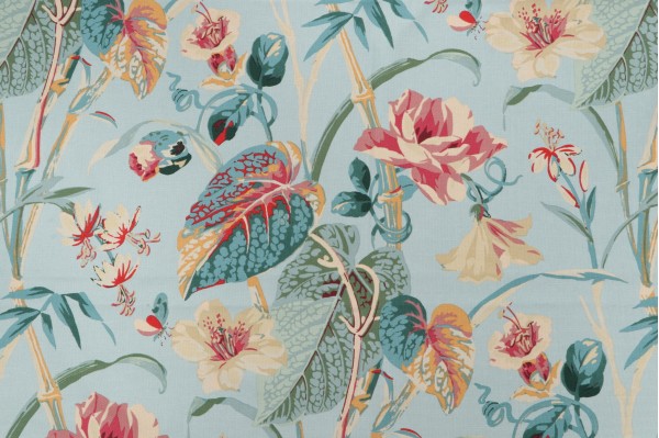 1 Yard Waverly Your Grace Printed Cotton Drapery Fabric in Lagoon