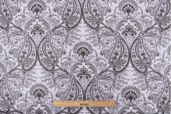 Mill Creek Melodie Printed Linen Blend Drapery Fabric in Platinum