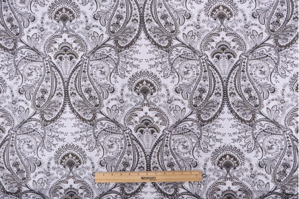 Mill Creek Melodie Printed Linen Blend Drapery Fabric in Platinum