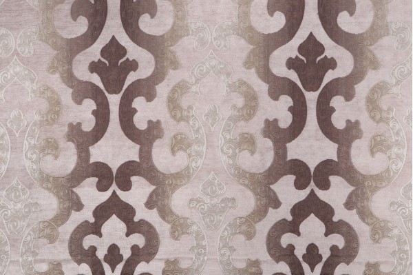 Glendive Chenille Damask Upholstery Fabric in Taupe 