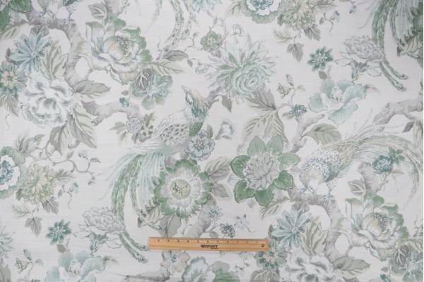 Sample of P Kaufmann Valentina Printed Cotton Drapery Fabric in Foam 