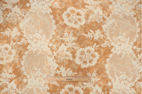 Scalamandre Lillie Flower Printed Cotton Drapery Fabric in Candlelight