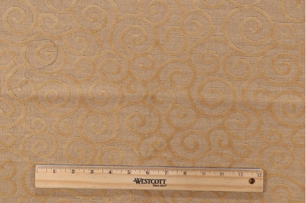 Grey Watkins Arabesque Grospoint Velvet Upholstery Fabric in Honey