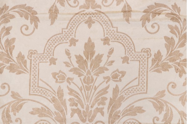 Scalamandre Falstaff Printed Velvet Decorator Fabric in Ecru