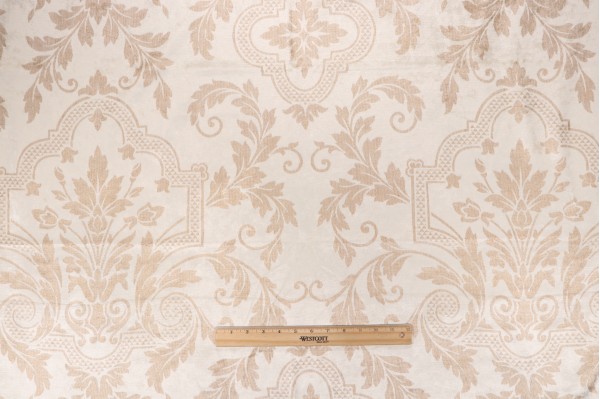 Scalamandre Falstaff Printed Velvet Decorator Fabric in Ecru