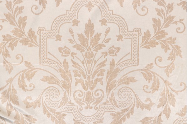 Scalamandre Falstaff Printed Velvet Decorator Fabric in Ecru