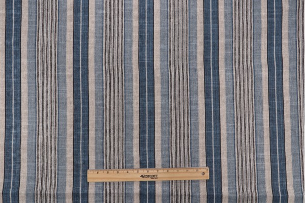 Waverly Long Hill Stripe Printed Cotton Blend Drapery Fabric in Dresden