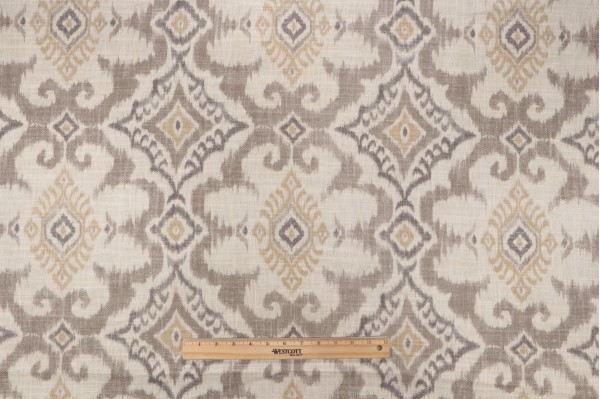 Covington Kantha Printed Cotton Blend Drapery Fabric in 13-Raffia