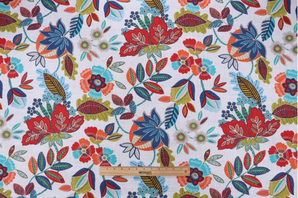 Covington Mitzi Printed Cotton Drapery Fabric in 832-Regatta