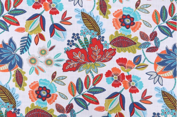 Covington Mitzi Printed Cotton Drapery Fabric in 832-Regatta