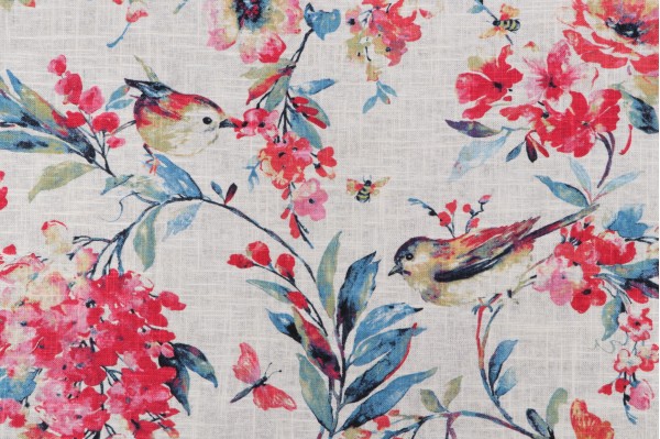 Covington Larissa Printed Linen Blend Drapery Fabric in 541-Blueberry