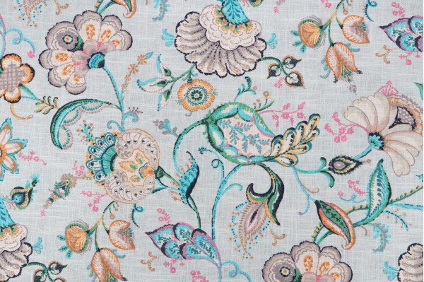 Covington Wedgewood Printed Linen Blend Drapery Fabric in 507-Aquarius