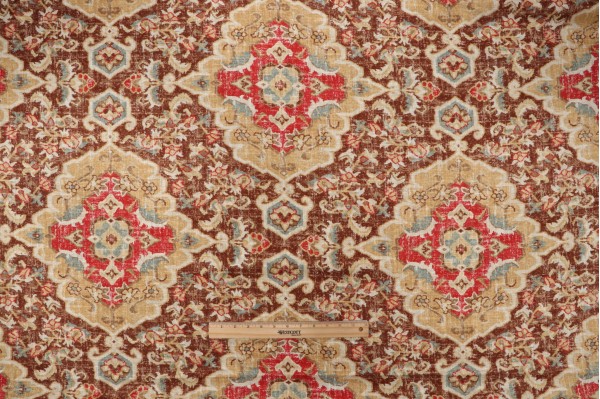Covington Jaipur Printed Linen Blend Drapery Fabric in 389-Moroccan Red