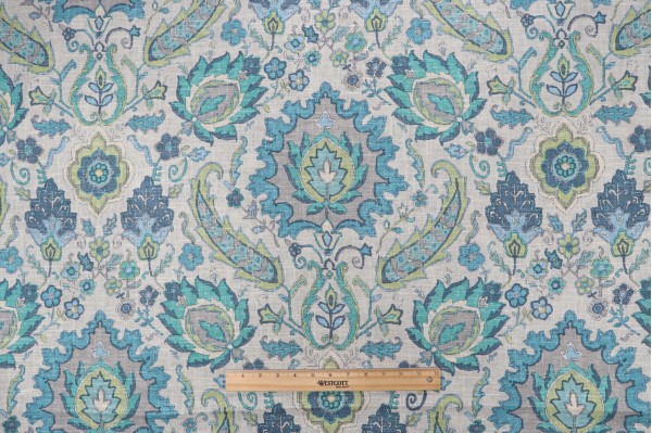 Covington Bursa Printed Linen Blend Drapery Fabric in 521-Aquamarine
