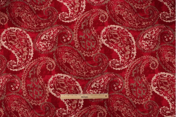 Covington Palera Printed Cotton Drapery Fabric in Vintage Red