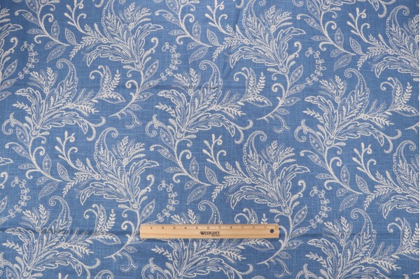 Mill Creek Pargo Printed Linen Blend Drapery Fabric in Atlantic