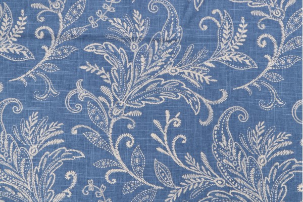 Mill Creek Pargo Printed Linen Blend Drapery Fabric in Atlantic