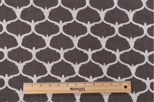 Grenelle Embroidered Drapery Fabric in Graphite