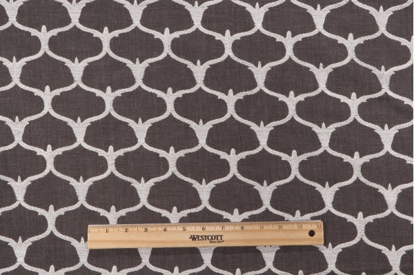 Grenelle Embroidered Drapery Fabric in Graphite