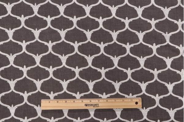 Grenelle Embroidered Drapery Fabric in Graphite