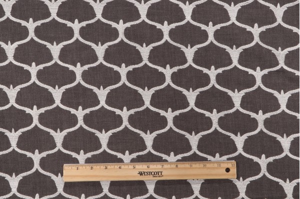Grenelle Embroidered Drapery Fabric in Graphite