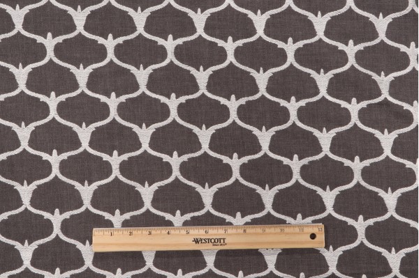 Grenelle Embroidered Drapery Fabric in Graphite